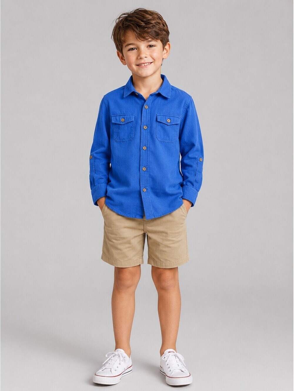 Vineyard Vines Boys Blue 100% Cotton Button Front Shirt Long Sleeve Size 7